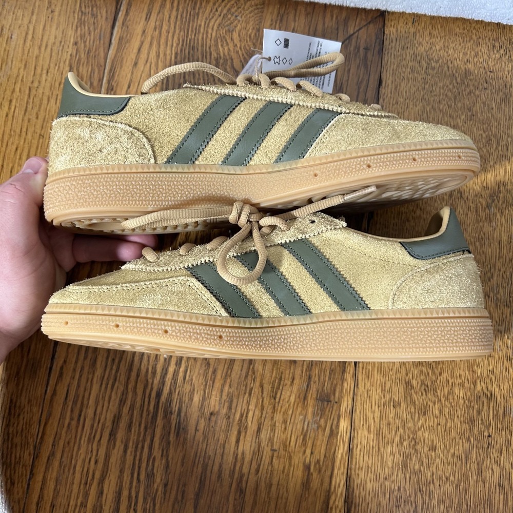 Adidas Womens Size 9 M's 7.5 Handball Spezial Golden Beige Olive Green Shoes - Picture 5 of 7